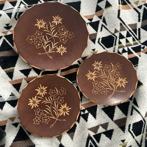 Vintage wooden decorative wall plates